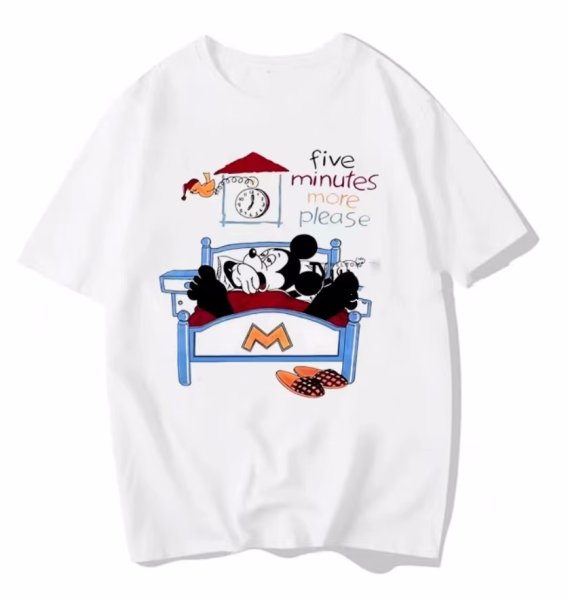 画像1: Unisex Sleepy Mickey Retro Print T-shirt　 男女兼用 ユニセックス スリーピーミッキーマウスTシャツ (1)