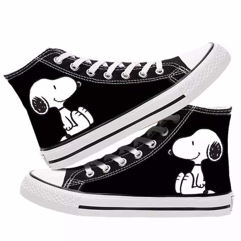 画像1: Snoopy & Snoopy friends high-top canvas lace-up sneakers Shoes　ユニセックス 男女兼用スヌーピー&スヌーピー仲間 ハイカットキャンバスレースアップスニーカー (1)