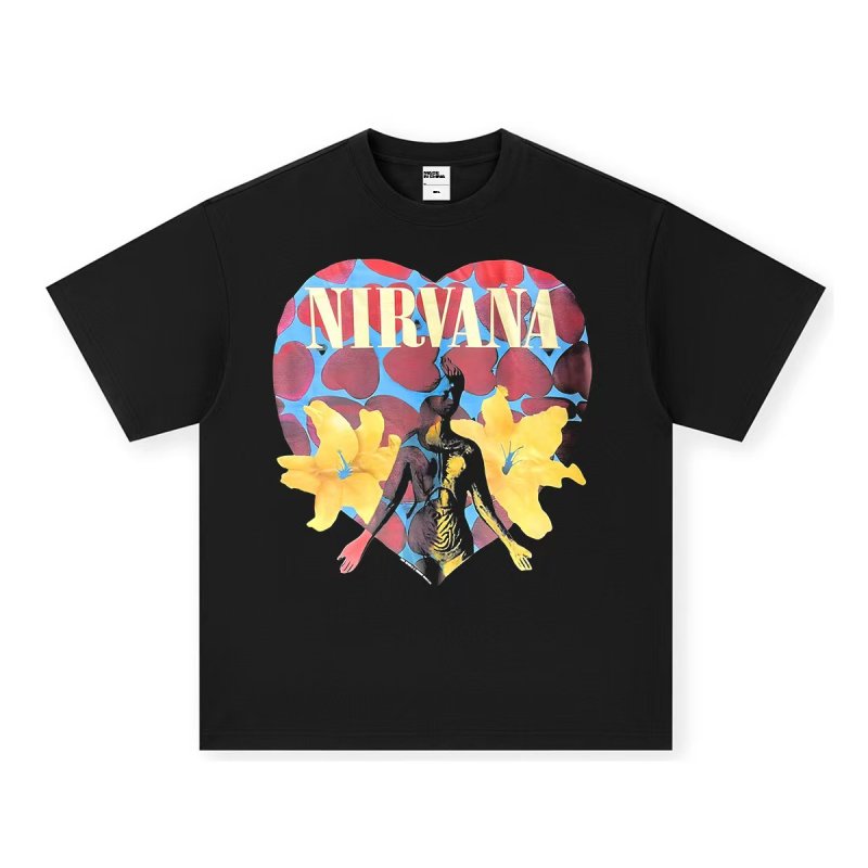 画像2: Unisex Vintage NIRVANA heart shaped box band T-shirt 男女兼用 ユニセックス ウォッシュド ヴィンテージ風 古着風 ニルバーナ ニルヴァーナ ハート バンドペイントTシャツ (2)