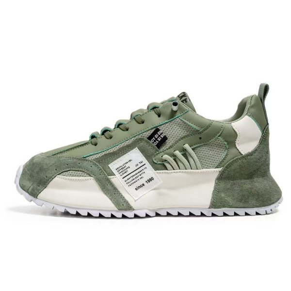 画像1: Breathable lace-up bicolor sneakers Shoes　ユニセックス 男女兼用メッシュ&レザーバイカラーレースアップスニーカー (1)