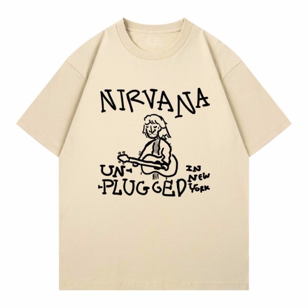 画像1: Unisex Nirvana graffiti portrait print T-Shirt  　 ニルヴァーナグラフィックポートレート半袖ラウンドネック Tシャツ ユニセックス 男女兼用バンドT (1)