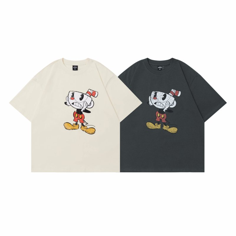 画像5: Unisex American Retro Mickey Mouse & Coffee Cup Vintage Style Print T-shirt　 男女兼用 ユニセックスアメリカンレトロミッキーマウス＆コーヒーカップフェイスヴィンテージスタイTシャツ (5)