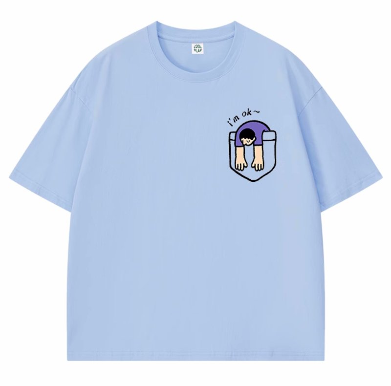 画像1: Unisex i'm ok pocket print T-shirt　 男女兼用 ユニセックスi'm ok ポケットプリント半袖Tシャツ (1)