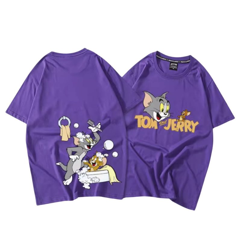画像5: Unisex Tom and jerry Enjoy bath time print short sleeve T-shirt  ユニセックス 男女兼用 トムとジェリー 仲良し バスタイムプリント半袖Tシャツ (5)