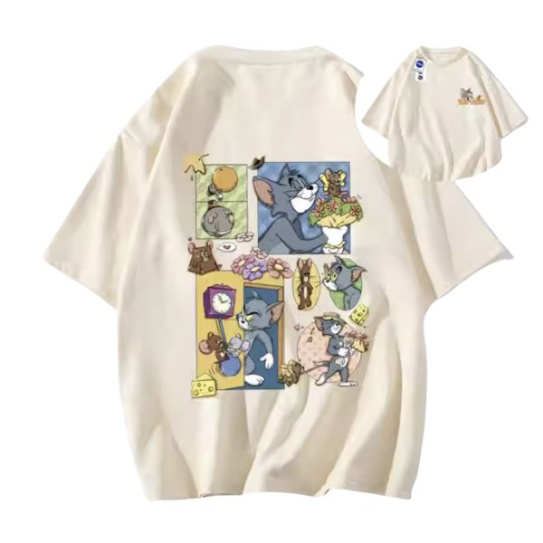 画像1: Unisex Tom and jerry Tom print short sleeve T-shirt  ユニセックス 男女兼用 トムとジェリー トム　プリント半袖Tシャツ (1)