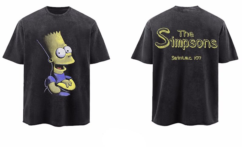 画像1: Unisex Simpson Heavy Wash Old Graffiti Short Sleeve T-Shirt　 男女兼用 ユニセックスシンプソンヘビーウォッシュ オールドグラフィティ  半袖Tシャツ  (1)