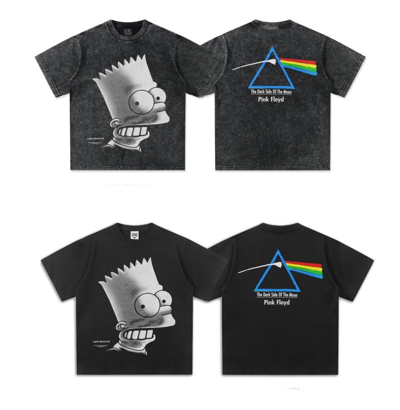 画像3: Unisex Pink Floyd x The Simpsons Bart Simpson T-shirt　 男女兼用 ユニセックスピンク・フロイド×シンプソンズ　バートシンプソンプリント半袖Tシャツ (3)