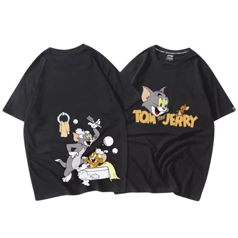 画像4: Unisex Tom and jerry Enjoy bath time print short sleeve T-shirt  ユニセックス 男女兼用 トムとジェリー 仲良し バスタイムプリント半袖Tシャツ (4)