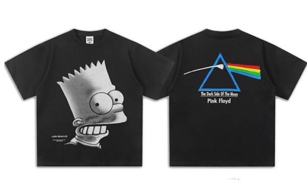 画像1: Unisex Pink Floyd x The Simpsons Bart Simpson T-shirt　 男女兼用 ユニセックスピンク・フロイド×シンプソンズ　バートシンプソンプリント半袖Tシャツ (1)