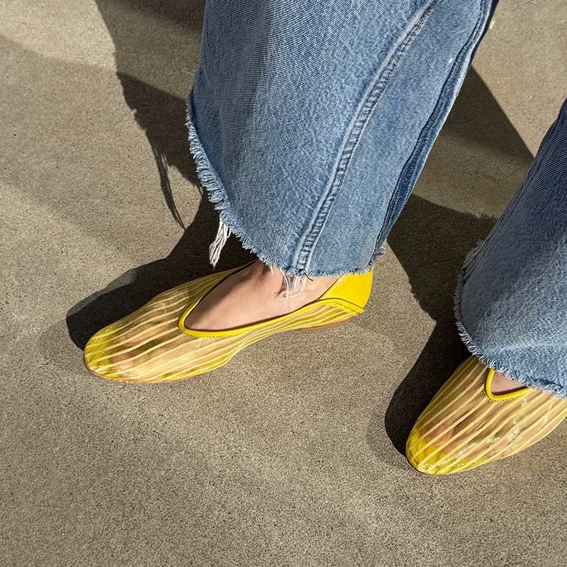 画像5: Women's Sheepskin Mesh Flat Pumps 　シープスキンメッシュ フラット パンプス シューズ  (5)