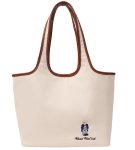 画像1: One-point bear embroidery nylon tote shoulder underarm eco shopping bag　ワンポイントベア刺繍ナイロントートショルダーアンダーアームエコショッピングバッグ 韓国 (1)