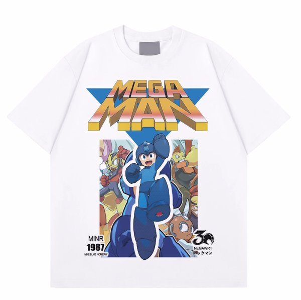 画像1: Unisex  Rockman Animation print short sleeve T-shirt  ユニセックス 男女兼用 ロックマンプリント半袖Tシャツ (1)