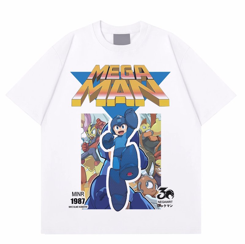 画像1: Unisex  Rockman Animation print short sleeve T-shirt  ユニセックス 男女兼用 ロックマンプリント半袖Tシャツ (1)