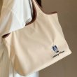 画像3: One-point bear embroidery nylon tote shoulder underarm eco shopping bag　ワンポイントベア刺繍ナイロントートショルダーアンダーアームエコショッピングバッグ 韓国 (3)