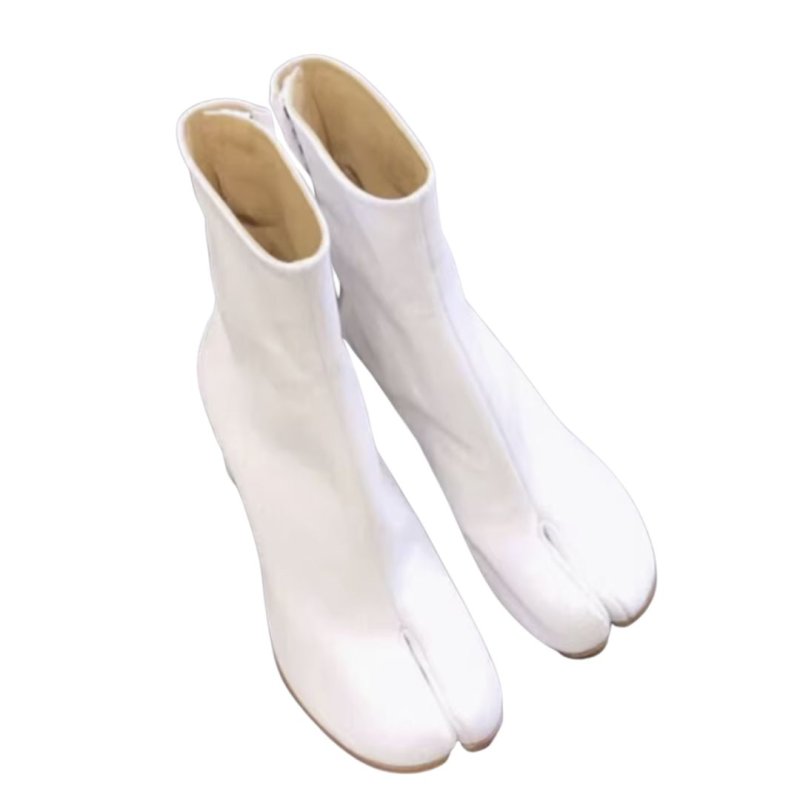 画像2: Real Leather Japanese Ninja tabi shoes elastic shorts heel boots  本革 タビ 足袋 忍者ブーツ レザーショートブーツ  (2)