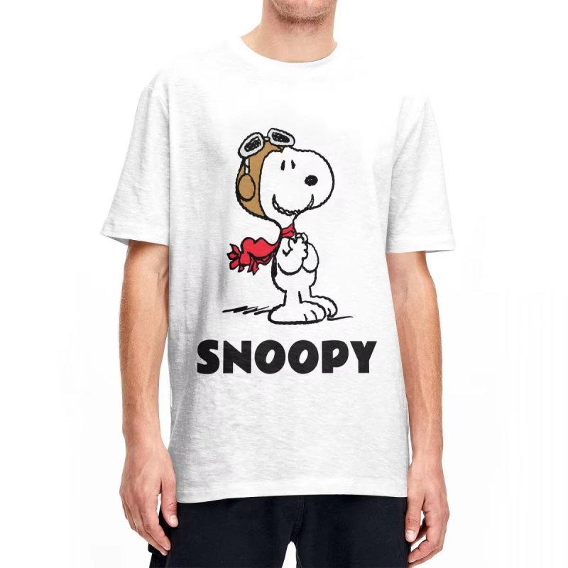画像5: Unisex Peanuts Snoopy Flying Ace T-shirt short sleeve T-shirt  ユニセックス 男女兼用 ピーナッツ スヌーピー フライングエース 　プリント半袖Tシャツ (5)