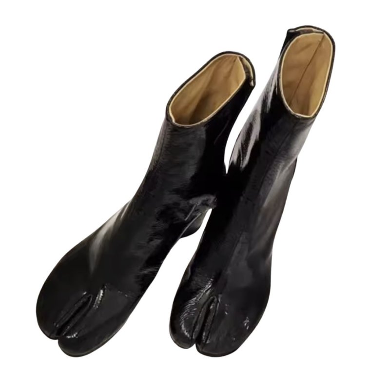 画像5: Real Leather Japanese Ninja tabi shoes elastic shorts heel boots  本革 タビ 足袋 忍者ブーツ レザーショートブーツ  (5)