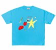 画像1: Unisex Cherry & Star & Eyeball Handwritten Print  T-shirt　 男女兼用 ユニセックスチェリー&スター&目玉アイボール手書き風プリント半袖Tシャツ (1)