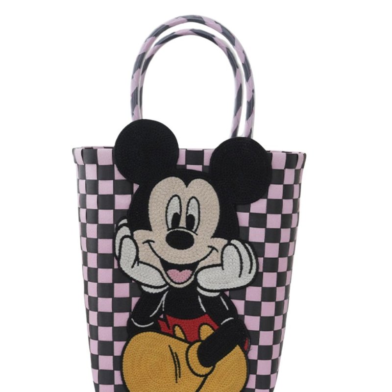 画像4: 25 Mickey Mouse Damier Checkered Tote Bagbasket picnic shopping bag ミッキーマウスミッキー ミッキーダミエバスケットピクニックショッピングバッグ トート籠かごバッグ (4)