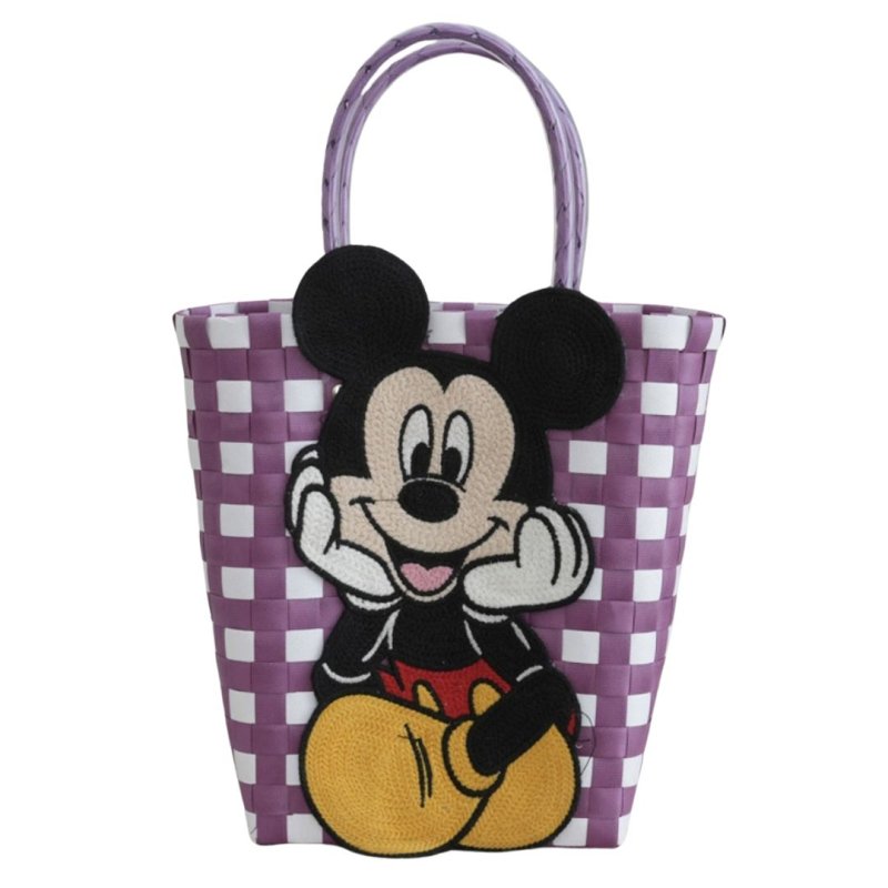 画像6: 25 Mickey Mouse Damier Checkered Tote Bagbasket picnic shopping bag ミッキーマウスミッキー ミッキーダミエバスケットピクニックショッピングバッグ トート籠かごバッグ (6)