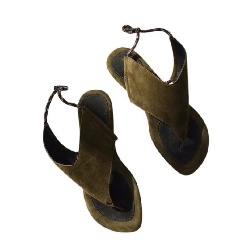 画像6: Flat colorblock leather thong sandals slippers　フラットカラーブロックレザートングサンダルスリッパ (6)