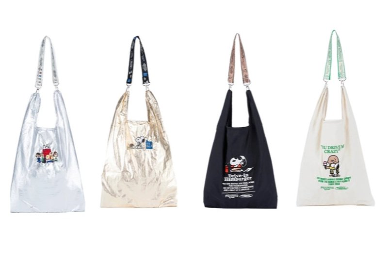 画像5: Snoopy Portable Foldable Embroidered Tote Shoulder Shopping Eco Bag　スヌーピーポータブル折りたたみ式刺繍トートショルダーショッピングエコバッグ (5)