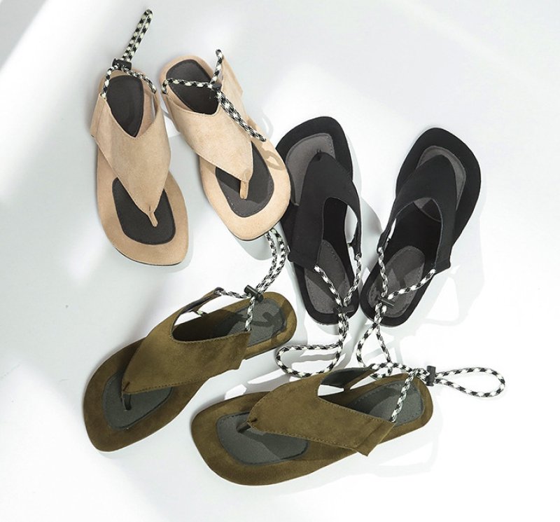 画像10: Flat colorblock leather thong sandals slippers　フラットカラーブロックレザートングサンダルスリッパ (10)