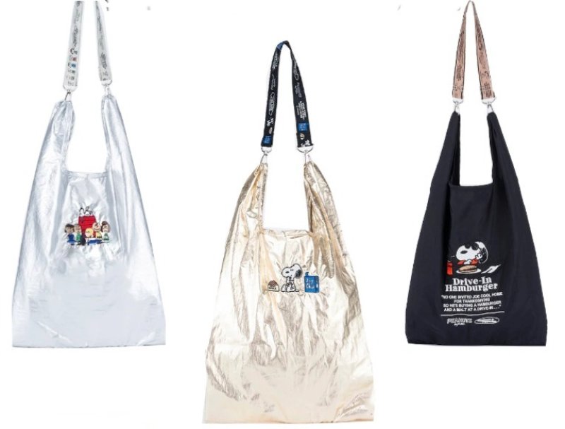画像6: Snoopy Portable Foldable Embroidered Tote Shoulder Shopping Eco Bag　スヌーピーポータブル折りたたみ式刺繍トートショルダーショッピングエコバッグ (6)