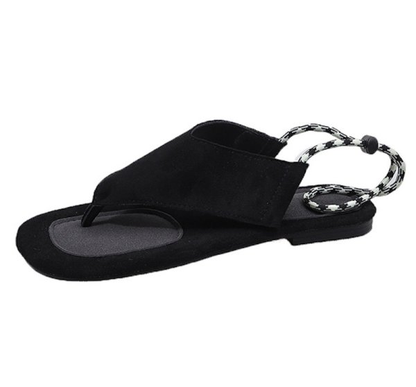 画像1: Flat colorblock leather thong sandals slippers　フラットカラーブロックレザートングサンダルスリッパ (1)