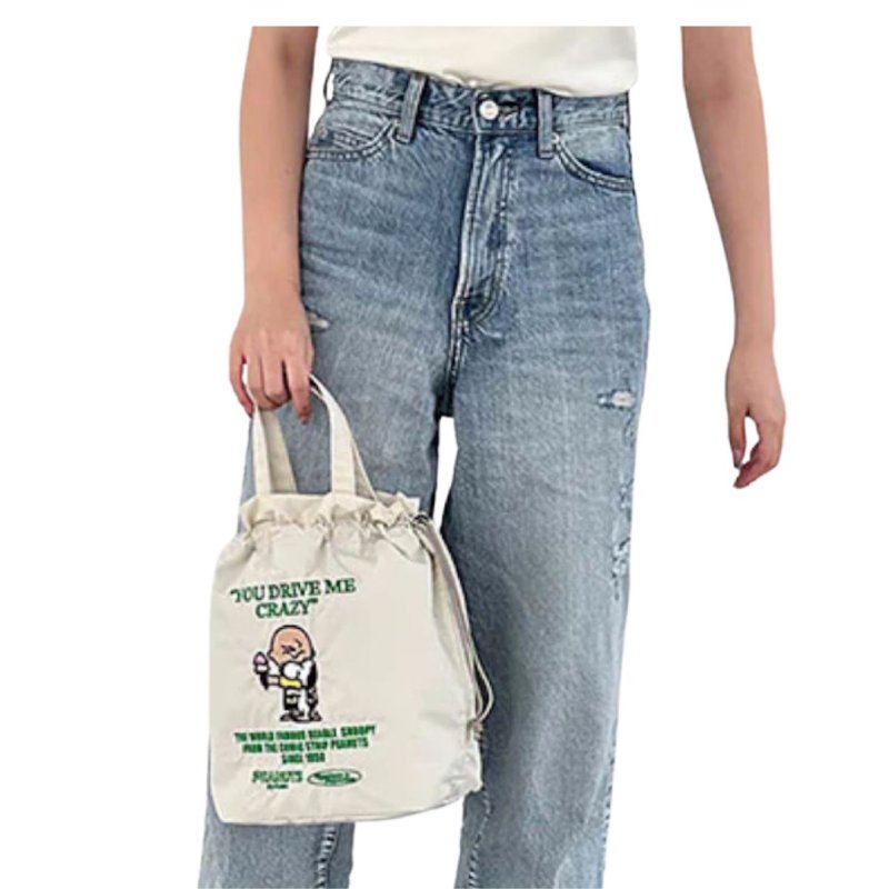 画像7: Snoopy Embroidered Insulated Cooler Drawstring Bag　スヌーピー刺繍断熱保冷巾着エコバッグお弁当ピクニック (7)