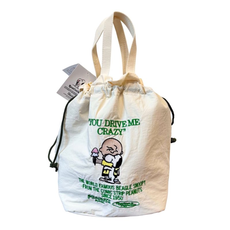 画像4: Snoopy Embroidered Insulated Cooler Drawstring Bag　スヌーピー刺繍断熱保冷巾着エコバッグお弁当ピクニック (4)