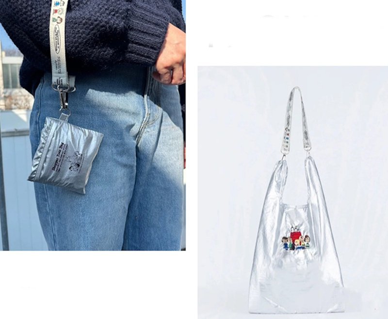 画像11: Snoopy Portable Foldable Embroidered Tote Shoulder Shopping Eco Bag　スヌーピーポータブル折りたたみ式刺繍トートショルダーショッピングエコバッグ (11)