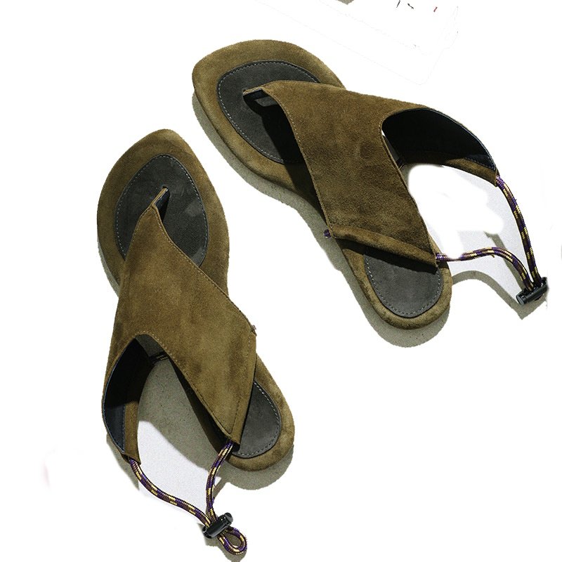 画像5: Flat colorblock leather thong sandals slippers　フラットカラーブロックレザートングサンダルスリッパ (5)