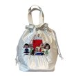 画像1: Snoopy Embroidered Insulated Cooler Drawstring Bag　スヌーピー刺繍断熱保冷巾着エコバッグお弁当ピクニック (1)
