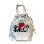 画像1: Snoopy Embroidered Insulated Cooler Drawstring Bag　スヌーピー刺繍断熱保冷巾着エコバッグお弁当ピクニック (1)