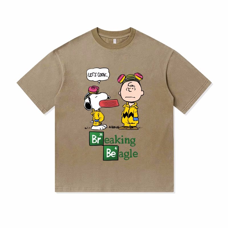 画像3: Unisex Breaking Beagle Snoopy & Charlie Brown print T-shirt　 男女兼用 ユニセックスブレイキングビーグルスヌーピー＆チャーリーブラウンプリント半袖Tシャツ (3)