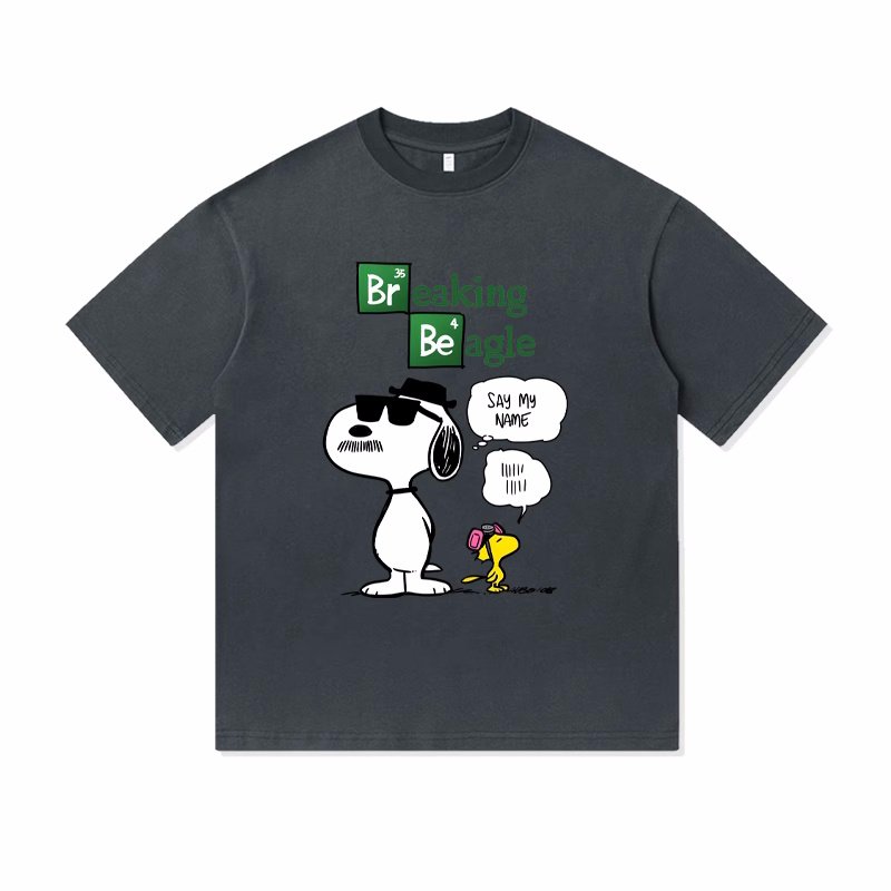 画像2: Unisex Breaking Beagle Snoopy &Woodstock  print T-shirt　 男女兼用 ユニセックスブレイキングビーグルスヌーピー＆ウッドストックプリント半袖Tシャツ (2)