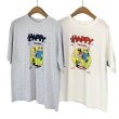 画像1: unisex Happy American Comic Print Short Sleeve T-Shirt  ハッピーアメリカンコミックビンテージスタイルプリント半袖ラウンドネック Tシャツ ユニセックス 男女兼用 (1)