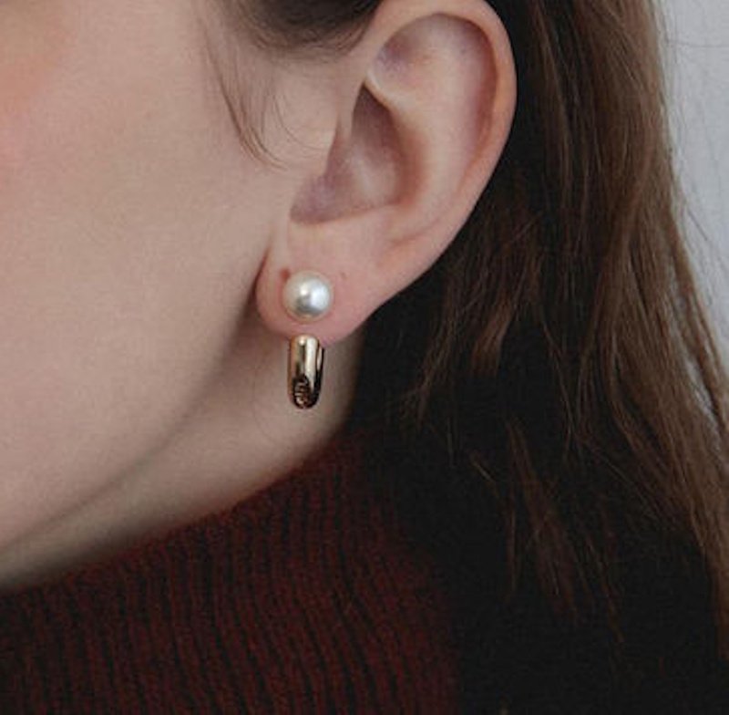 画像8: Unisex pearl & hoop earrings　パール&フープピアス イアリング (8)