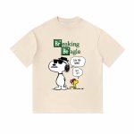 画像1: Unisex Breaking Beagle Snoopy &Woodstock  print T-shirt　 男女兼用 ユニセックスブレイキングビーグルスヌーピー＆ウッドストックプリント半袖Tシャツ (1)