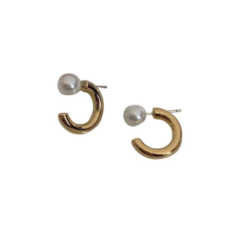 画像6: Unisex pearl & hoop earrings　パール&フープピアス イアリング (6)