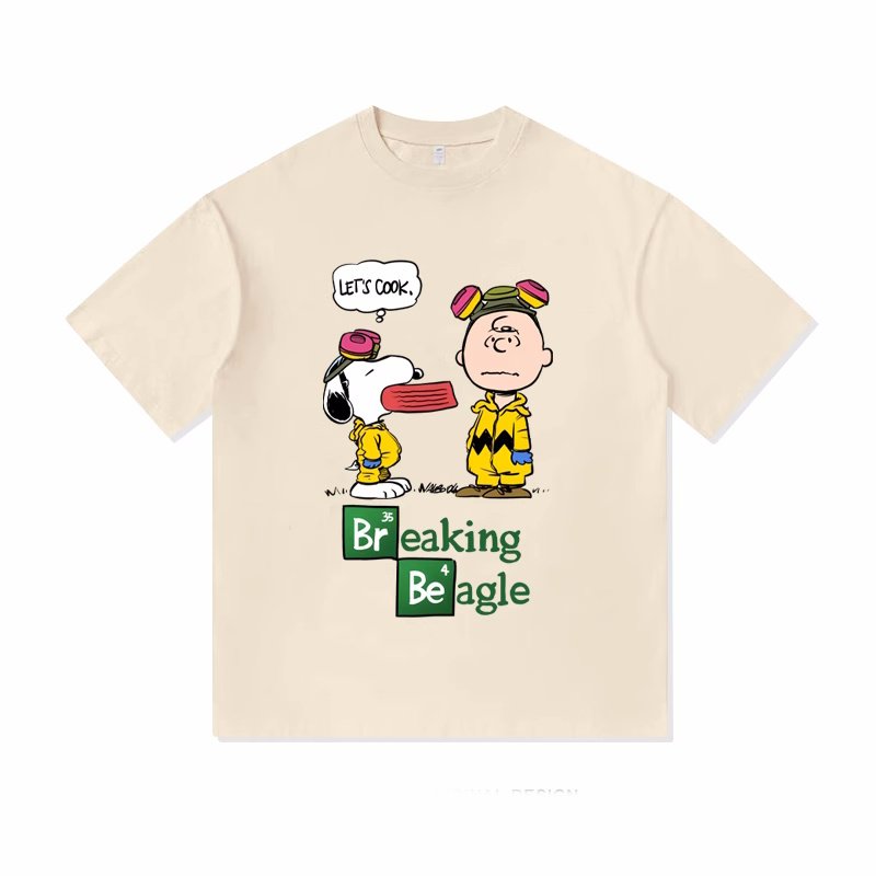 画像2: Unisex Breaking Beagle Snoopy & Charlie Brown print T-shirt　 男女兼用 ユニセックスブレイキングビーグルスヌーピー＆チャーリーブラウンプリント半袖Tシャツ (2)