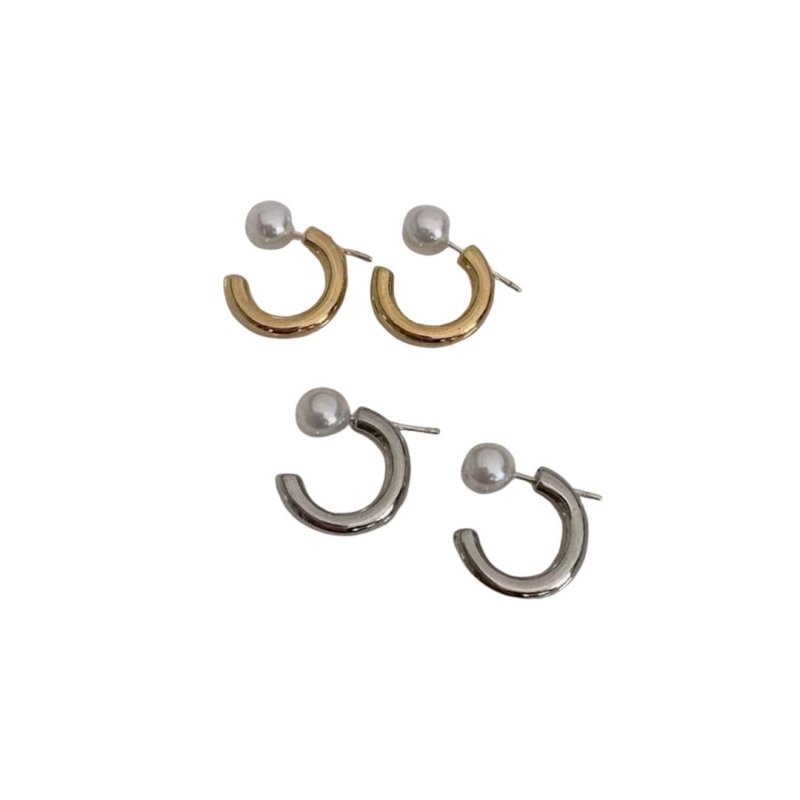 画像4: Unisex pearl & hoop earrings　パール&フープピアス イアリング (4)