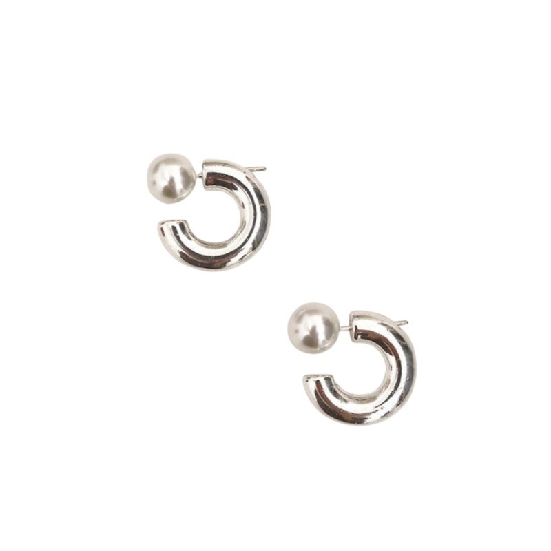 画像5: Unisex pearl & hoop earrings　パール&フープピアス イアリング (5)