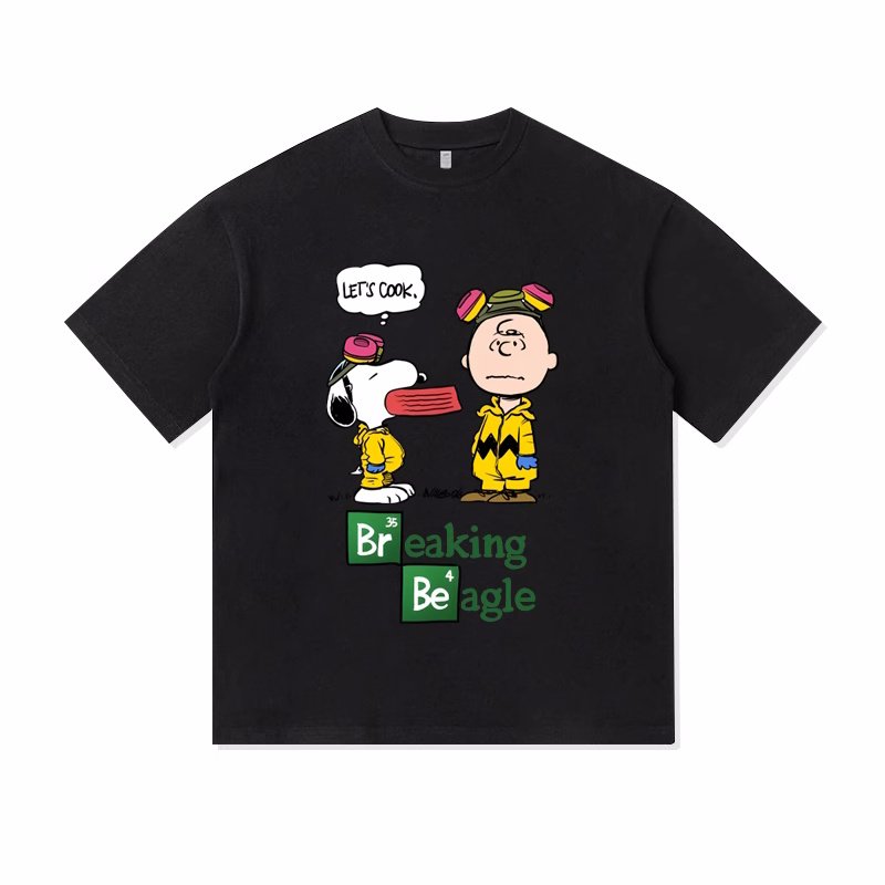 画像4: Unisex Breaking Beagle Snoopy & Charlie Brown print T-shirt　 男女兼用 ユニセックスブレイキングビーグルスヌーピー＆チャーリーブラウンプリント半袖Tシャツ (4)