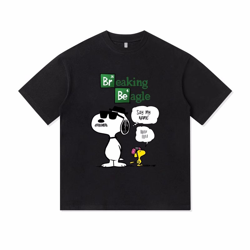 画像4: Unisex Breaking Beagle Snoopy &Woodstock  print T-shirt　 男女兼用 ユニセックスブレイキングビーグルスヌーピー＆ウッドストックプリント半袖Tシャツ (4)