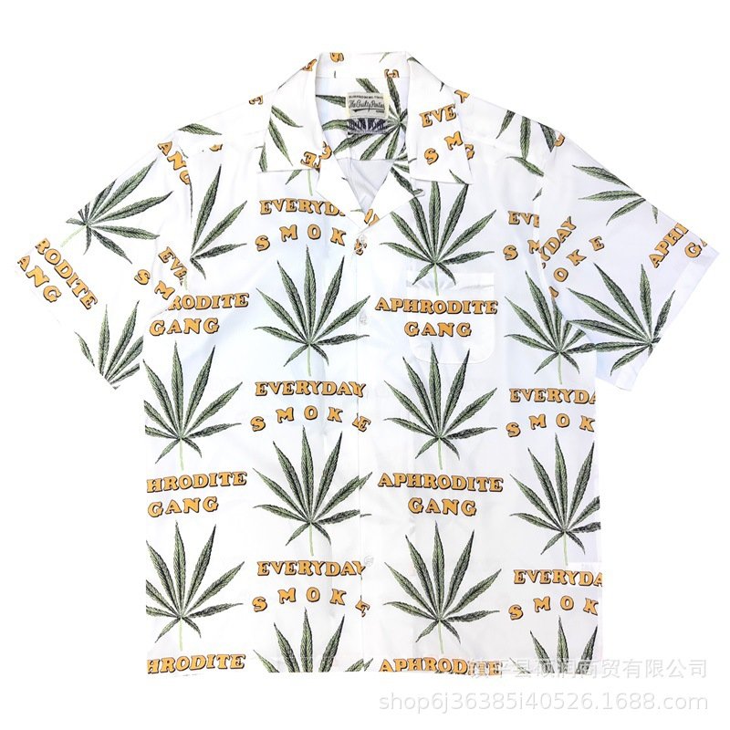 画像2: Unisex loose Aloha shirt short sleeves shirt 男女兼用 ユニセックス  ヒップホップアロハシャツ (2)