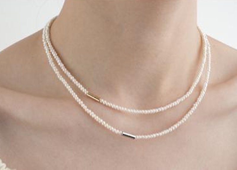 画像2: mini brick BABY pearl necklace jewelrynecklace 　ミニブリックベビーパール チョーカーネックレス (2)