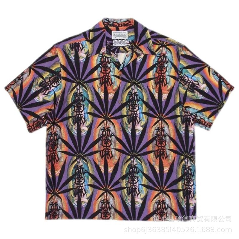 画像4: Unisex loose Aloha shirt short sleeves shirt 男女兼用 ユニセックス  ヒップホップアロハシャツ (4)