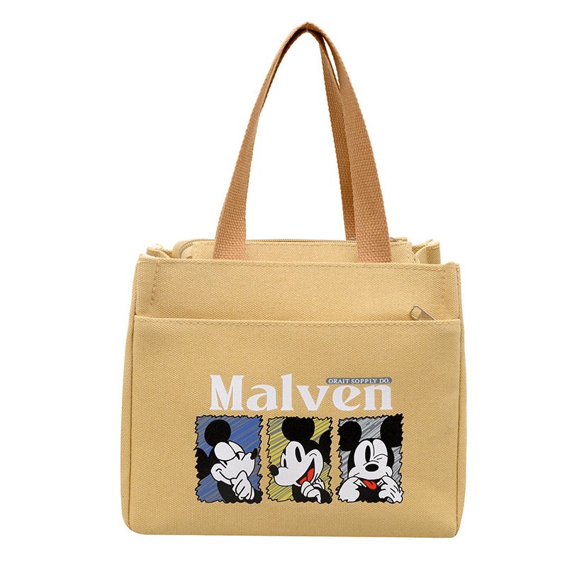 画像3: Mickey Mouse Handle Leather Canvas Tote Eco Bag　ミッキーマウスハンドルレザーキャンバストート エコバッグ (3)